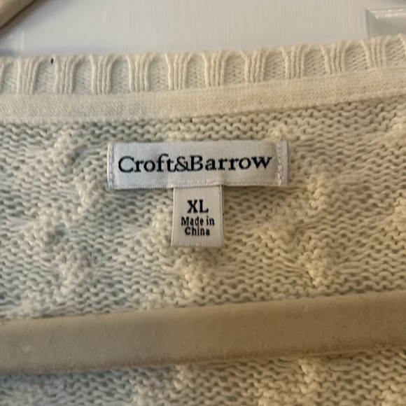 (XL) Croft & Barrow striped tan and white/navvy sweater - Picture 2 of 3